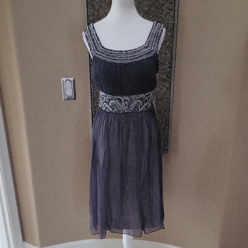 Patra Ltd. 100% Silk Gray Sequine Dress
